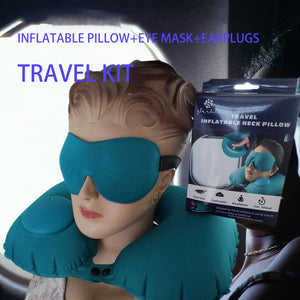 Self-inflated neck pillow